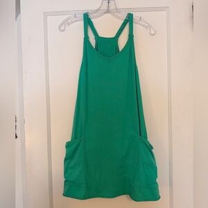 Green Sleeveless Dress with Pockets